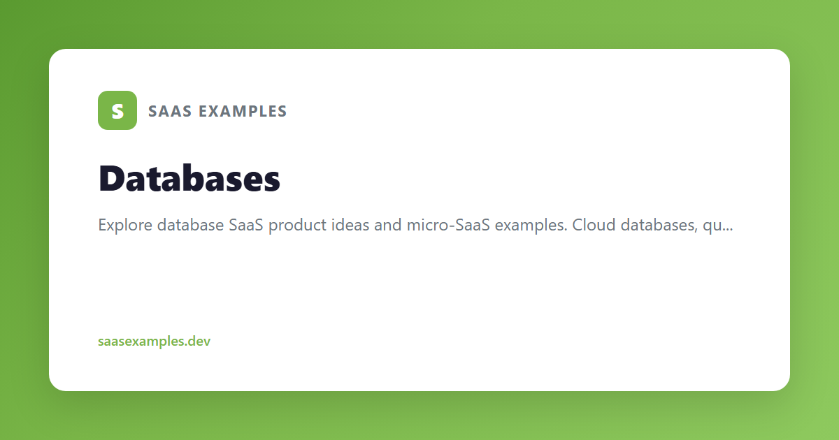 Best Databases Micro-SaaS Ideas & Examples (2026)