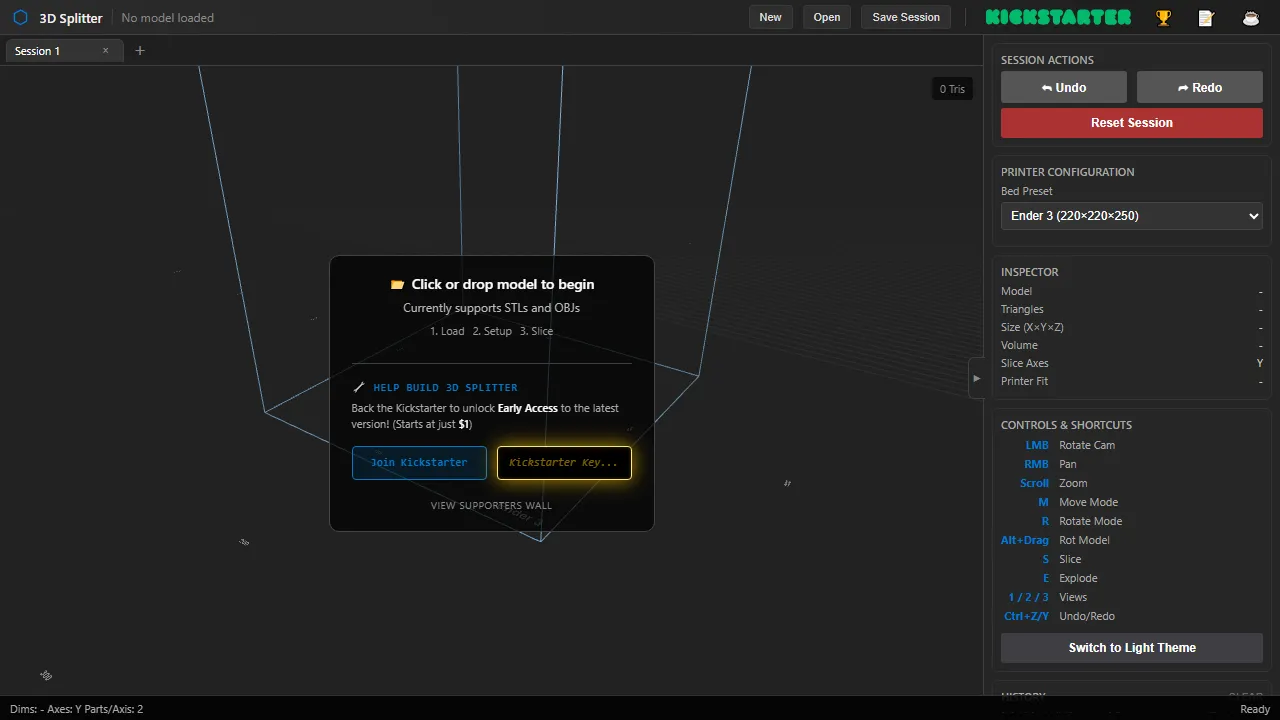 3dsplitter.com - STL File Splitter - Online Tool screenshot