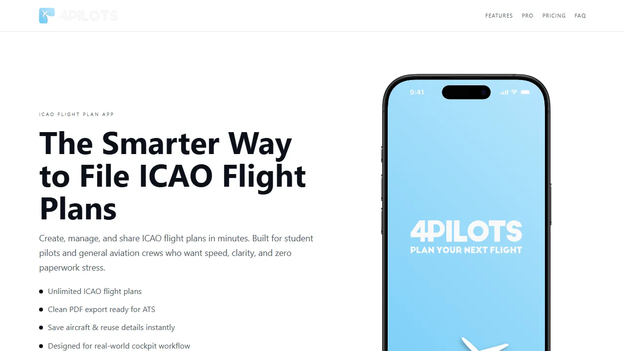 4pilots.app - Flight Planning App - Plan Your Flight screenshot