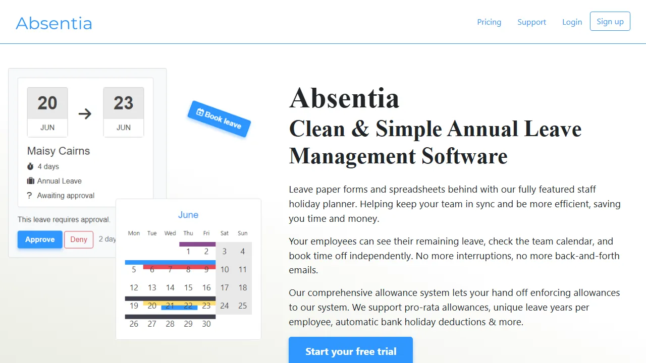 absentia.io - Absence Management Software Tool screenshot