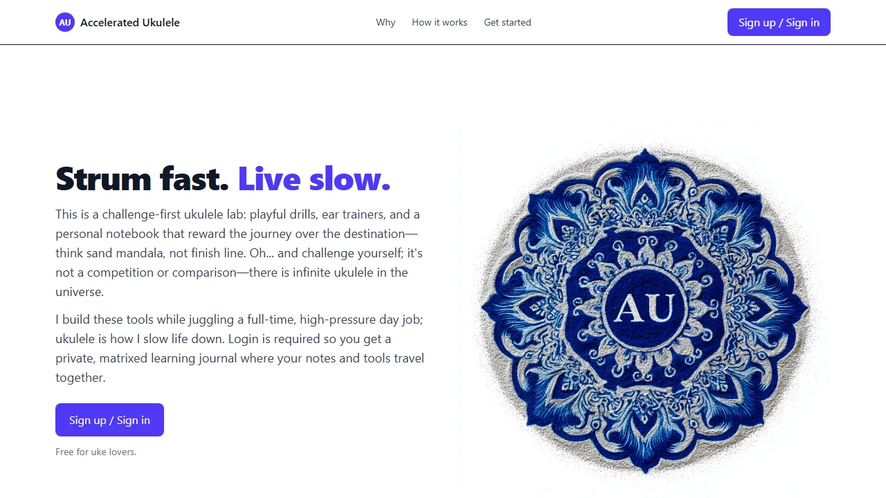 acceleratedukulele.com - Free Music Learning App for Ukulele Players screenshot