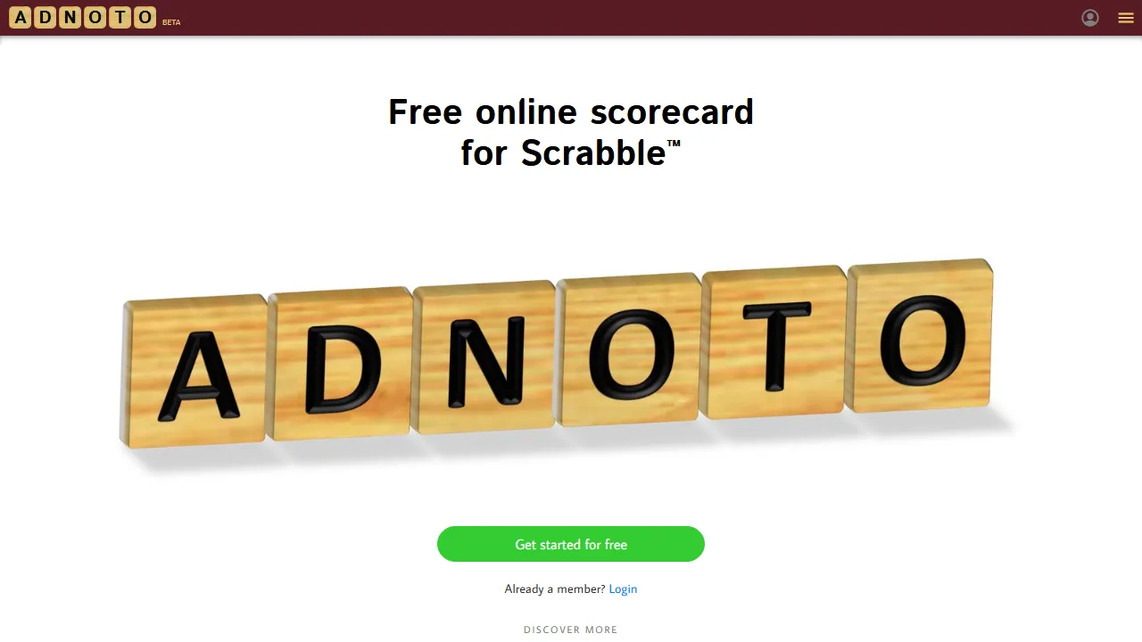adnoto.org - Web Based Scoresheet for Scrabble Players screenshot