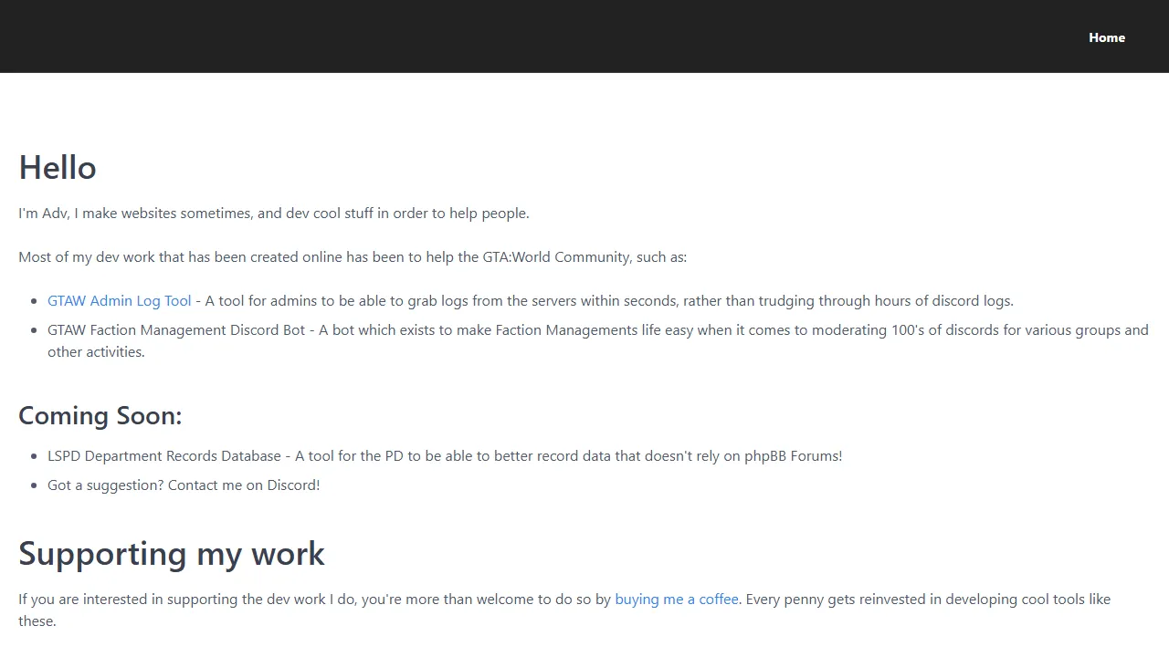 advgtaw.dev - Community Support Tools for Everyone screenshot