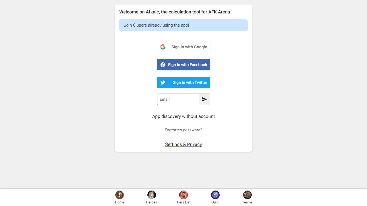 afkalc.com - AFK Arena Game Helper and Team Optimizer screenshot