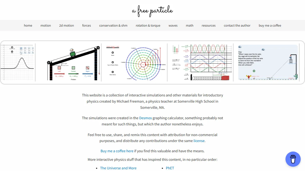 afreeparticle.com - Free Interactive Physics Simulations screenshot