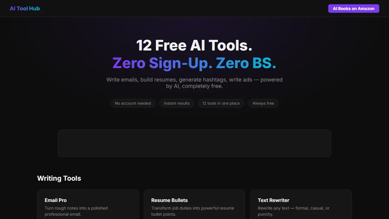 ai-toolhub.netlify.app - AI Tool Directory For Everyone screenshot