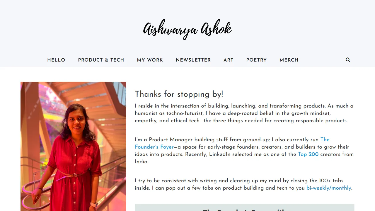 aishashok.com - Motivation App and Interesting Reads screenshot