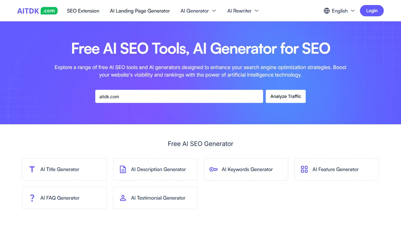 aitdk.com - Free SEO Extension and Website Analyzer screenshot