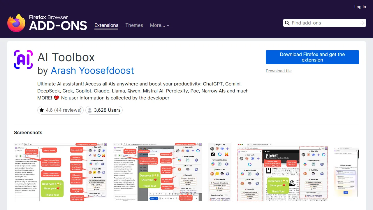 AI Toolbox - Browser Extension Enhancing Productivity screenshot