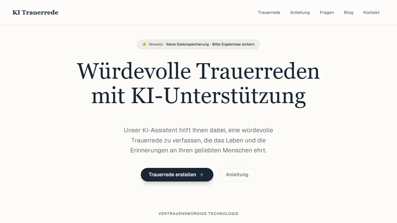 aitrauerrede.de - Free AI Voice Generator for Funeral Speeches screenshot