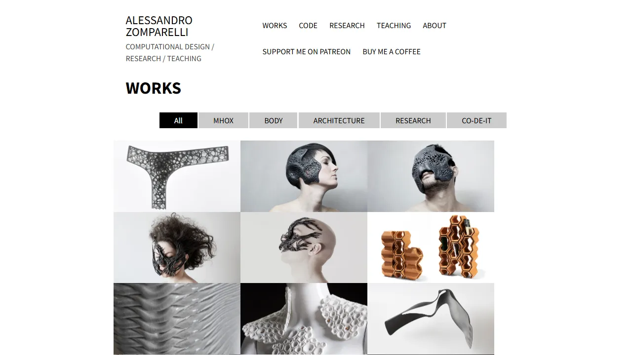 alessandrozomparelli.com - Open Source Addon for Blender 3D Design screenshot