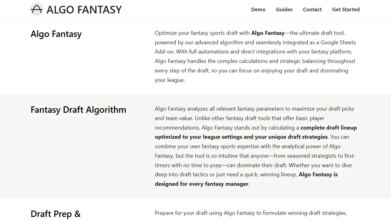 algofantasy.com - Fantasy Football Draft Optimizer Tool screenshot