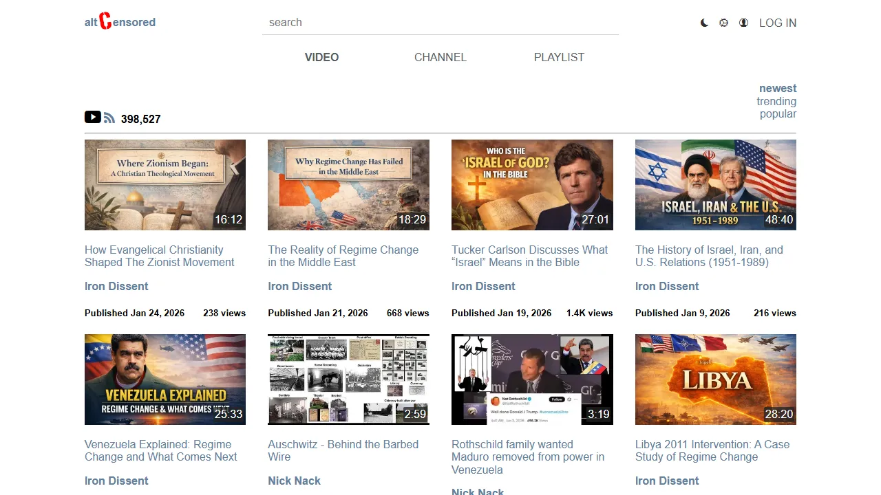 altcensored.com - YouTube Video Archive of Removed Content screenshot