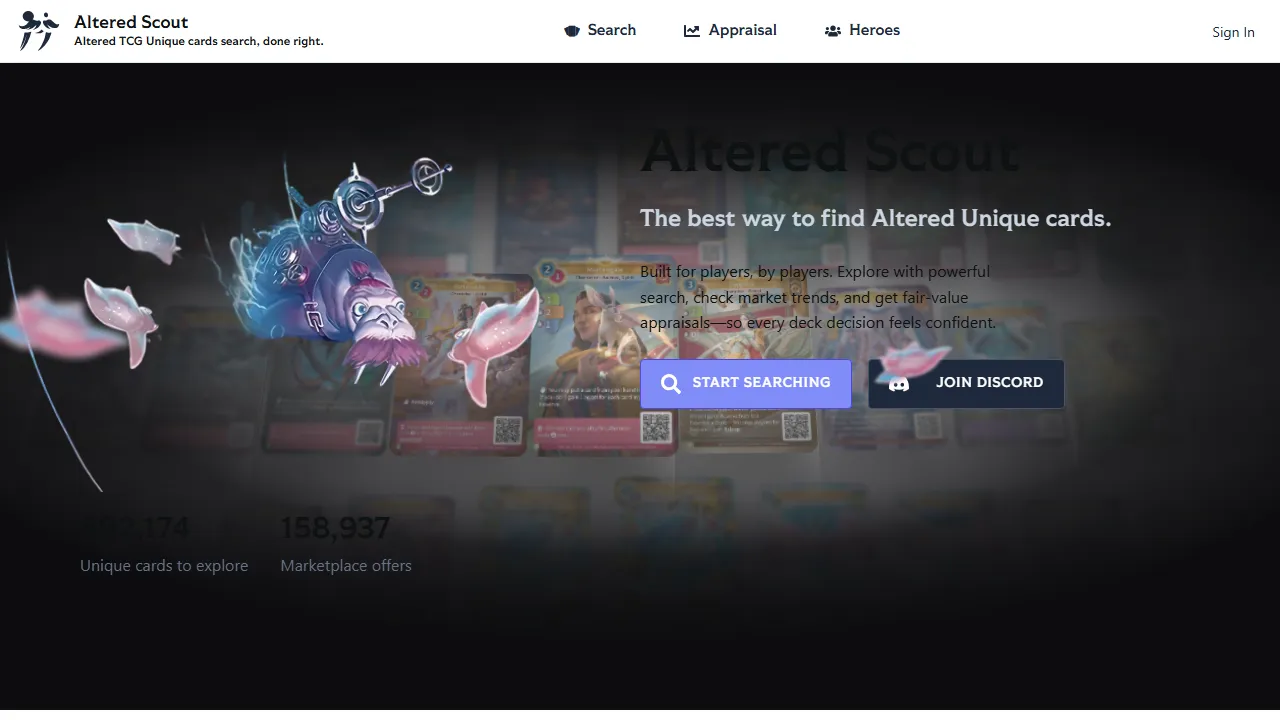 alteredscout.com - Free TCG Resource and Tools screenshot