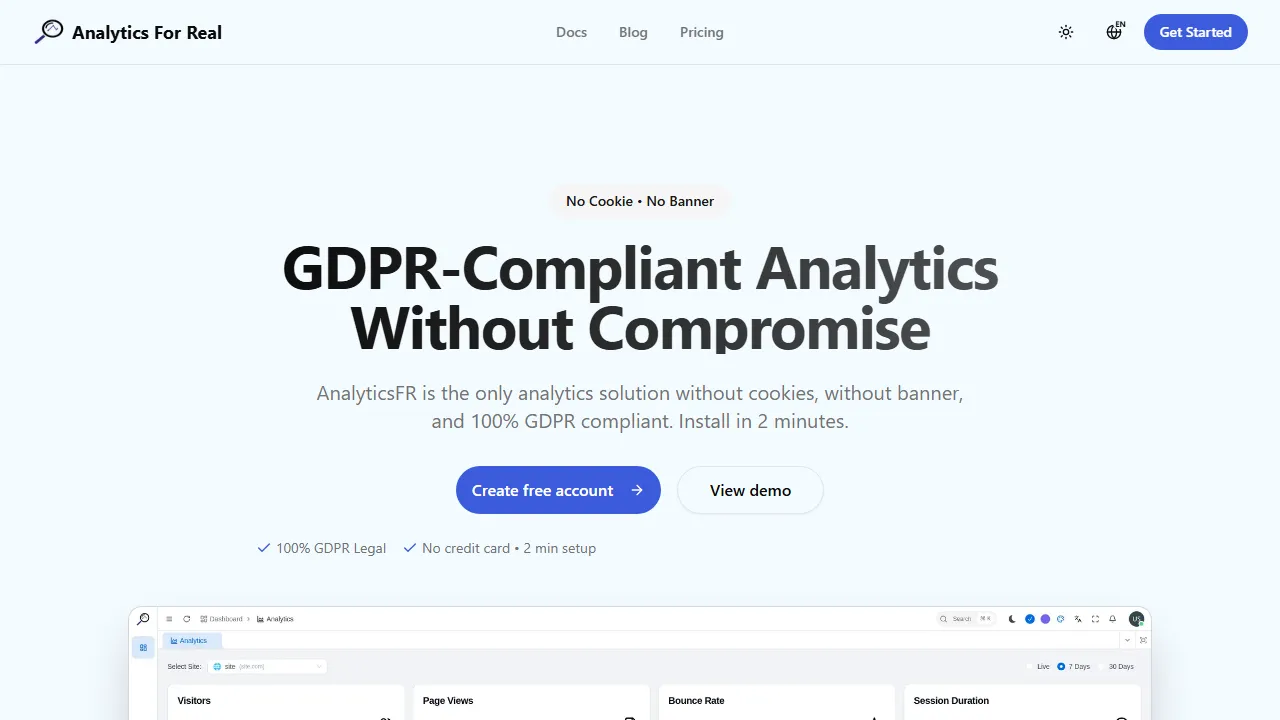 analyticsfr.com - Free Privacy-First Web Analytics Tool Online screenshot