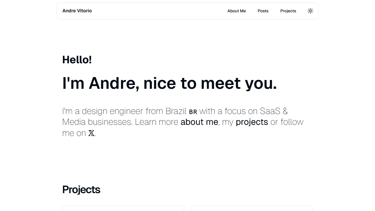andrevitorio.com - Free Static Site Generator for Mkdocs screenshot