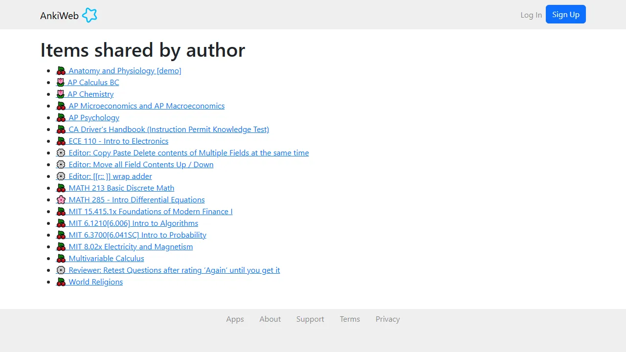 ankiweb.net - Spaced Repetition Anki Decks for Efficient Learning screenshot
