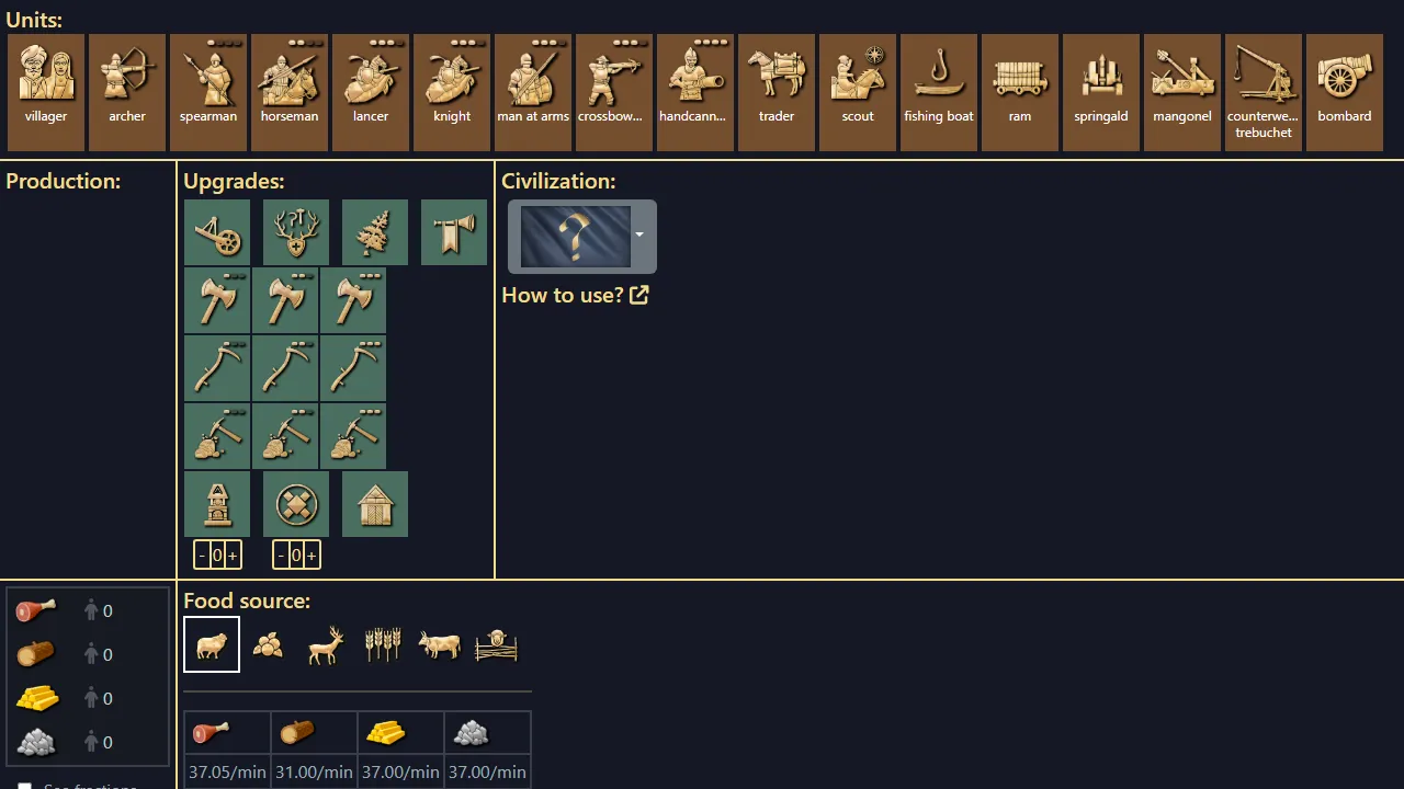 aoe4-production-calculator.com - Support The Game Production screenshot