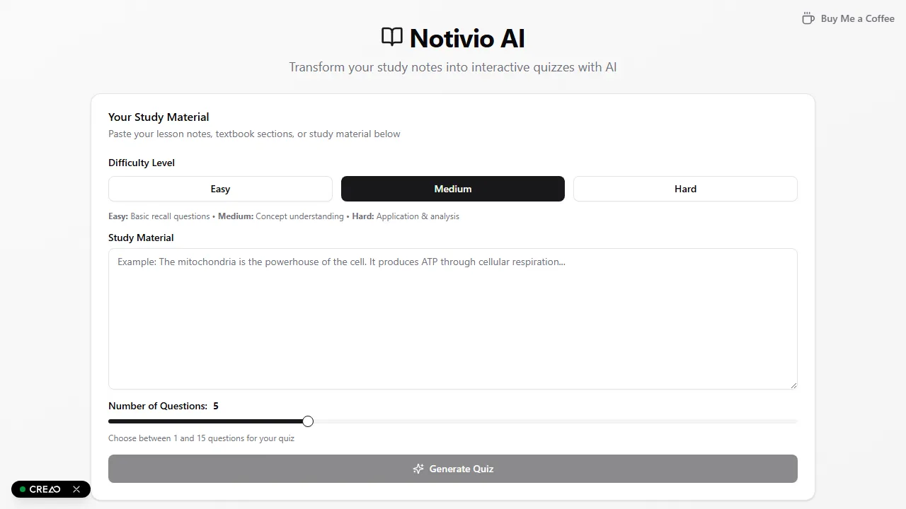 app.creao.ai - Webpage Wireframe Tool: Build Your Site screenshot