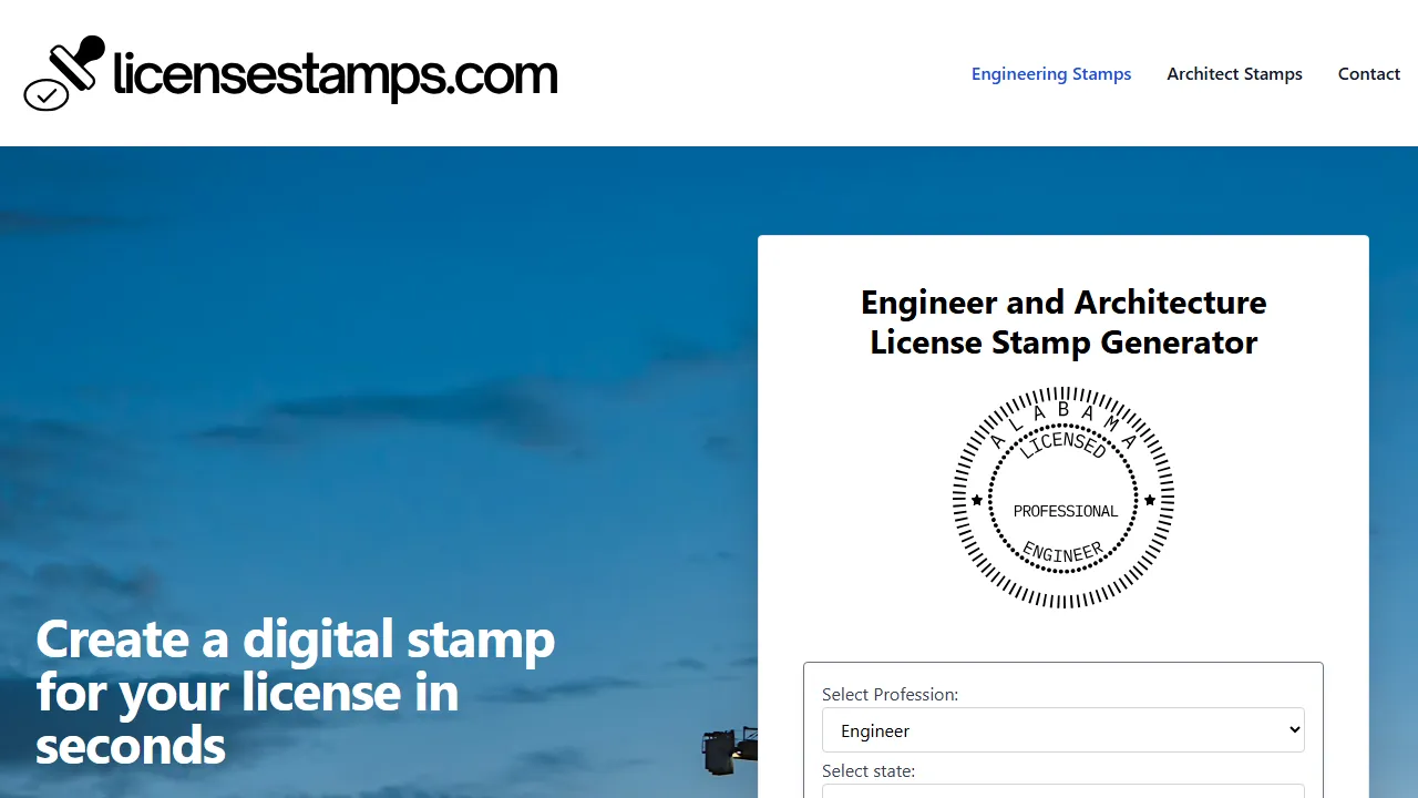 app.licensestamps.com - Tool for Engineers to Save Time screenshot