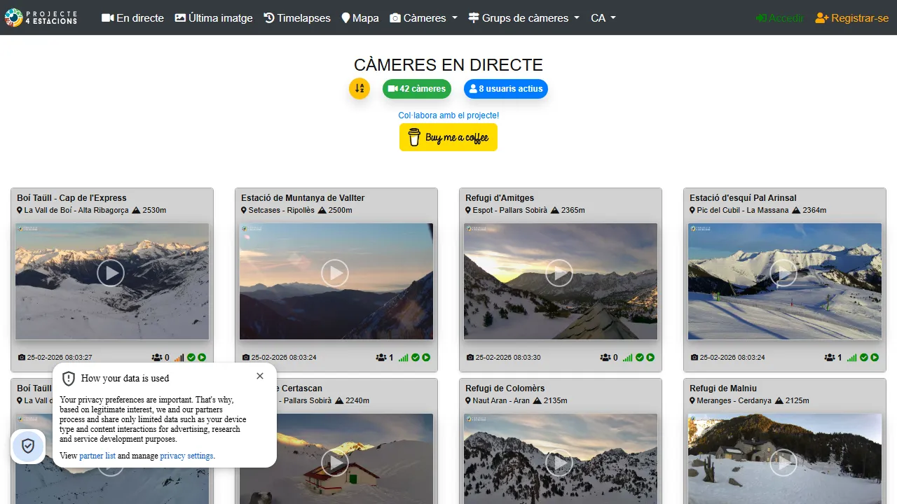 app.projecte4estacions.com - Live Weather Cameras and Forecasting Tool screenshot