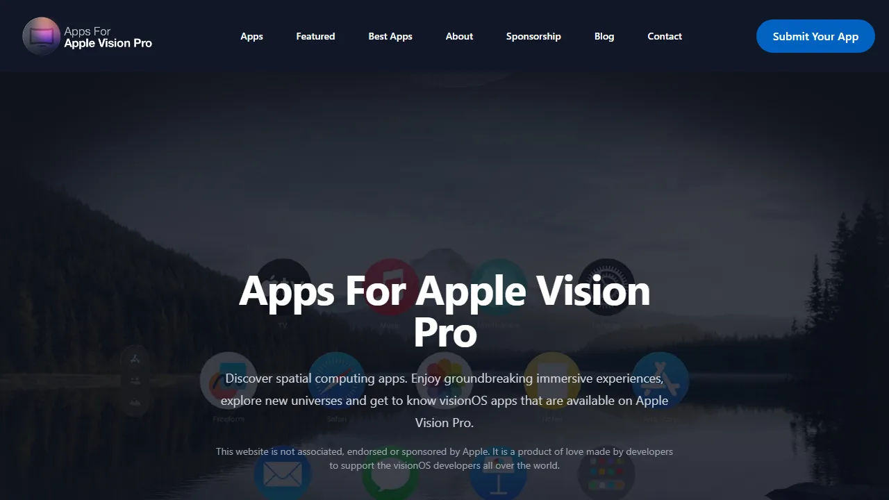 appsforapplevision.com - VisionOS App Directory For Apple Vision Pro screenshot