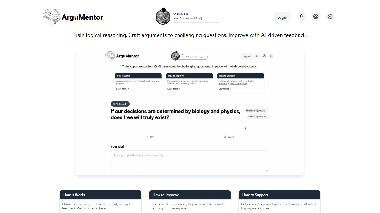 argumentorai.com - AI Reasoning Skills Training Platform Online screenshot