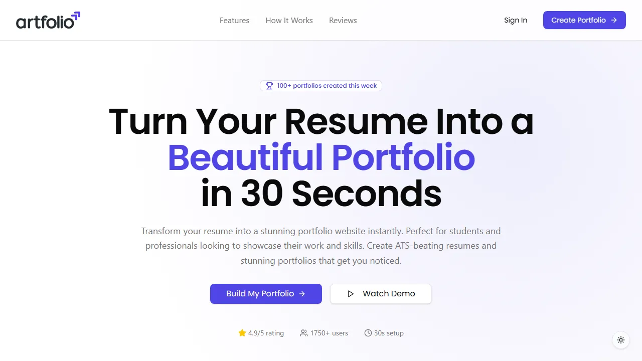 artfolio.tech - Portfolio Maker for Students & Professionals screenshot