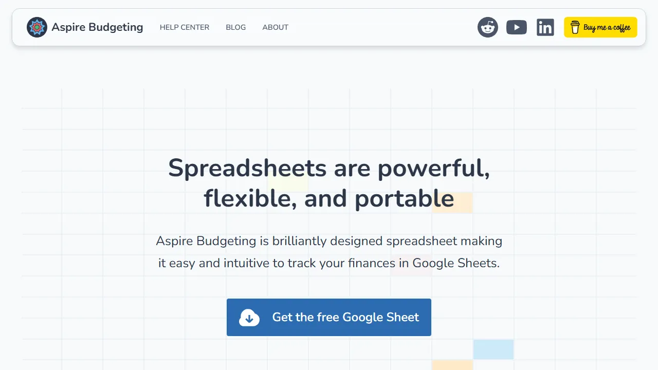 aspirebudget.com - Free Google Sheets Budget Template Tool screenshot