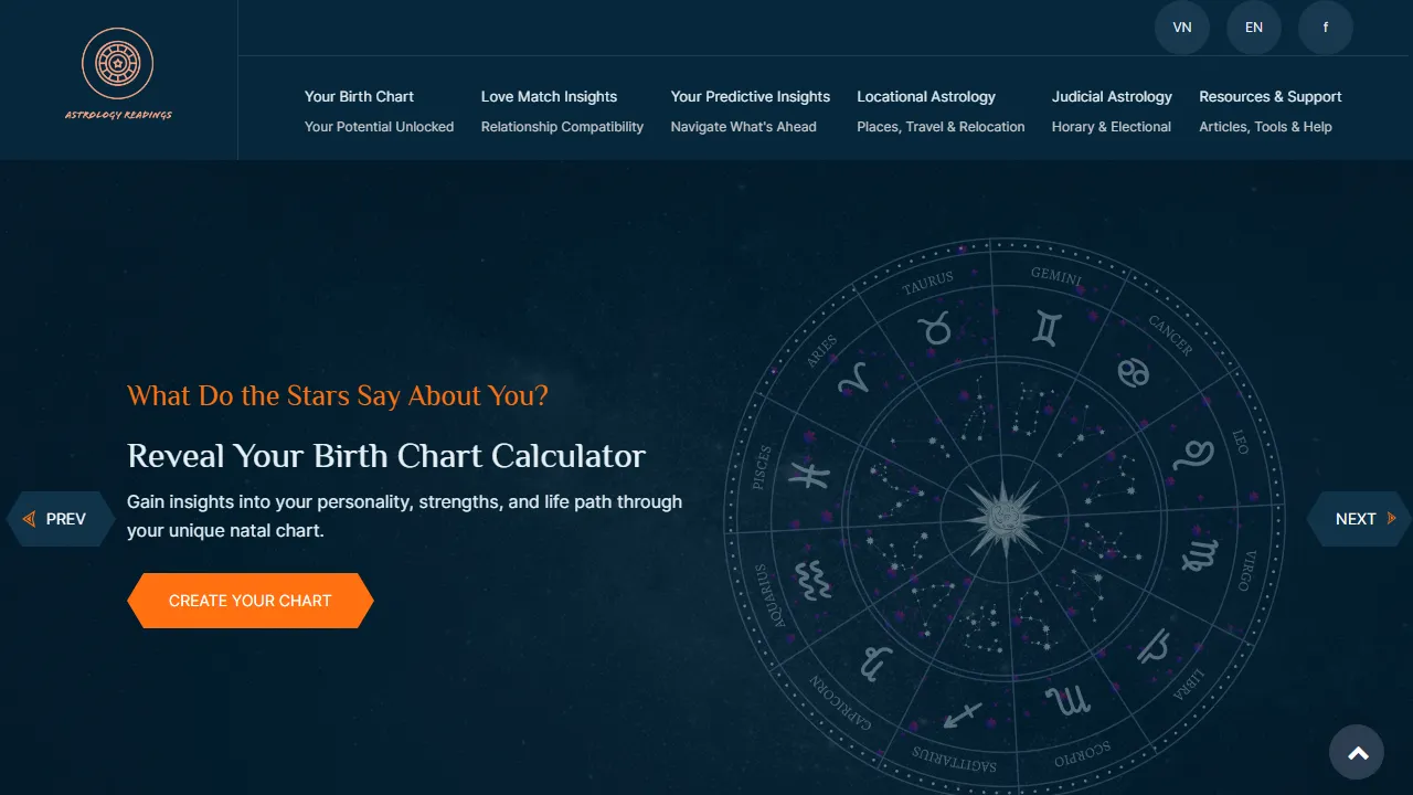 astrologyreadings.online - Free Online Astrology Kundli and Horoscope Tools screenshot
