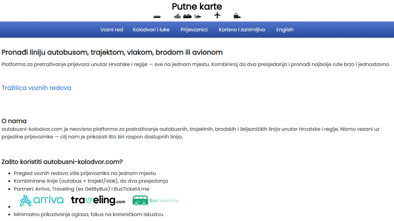 autobusni-kolodvor.com - Trip Planner for Bus and Ferry Travel screenshot