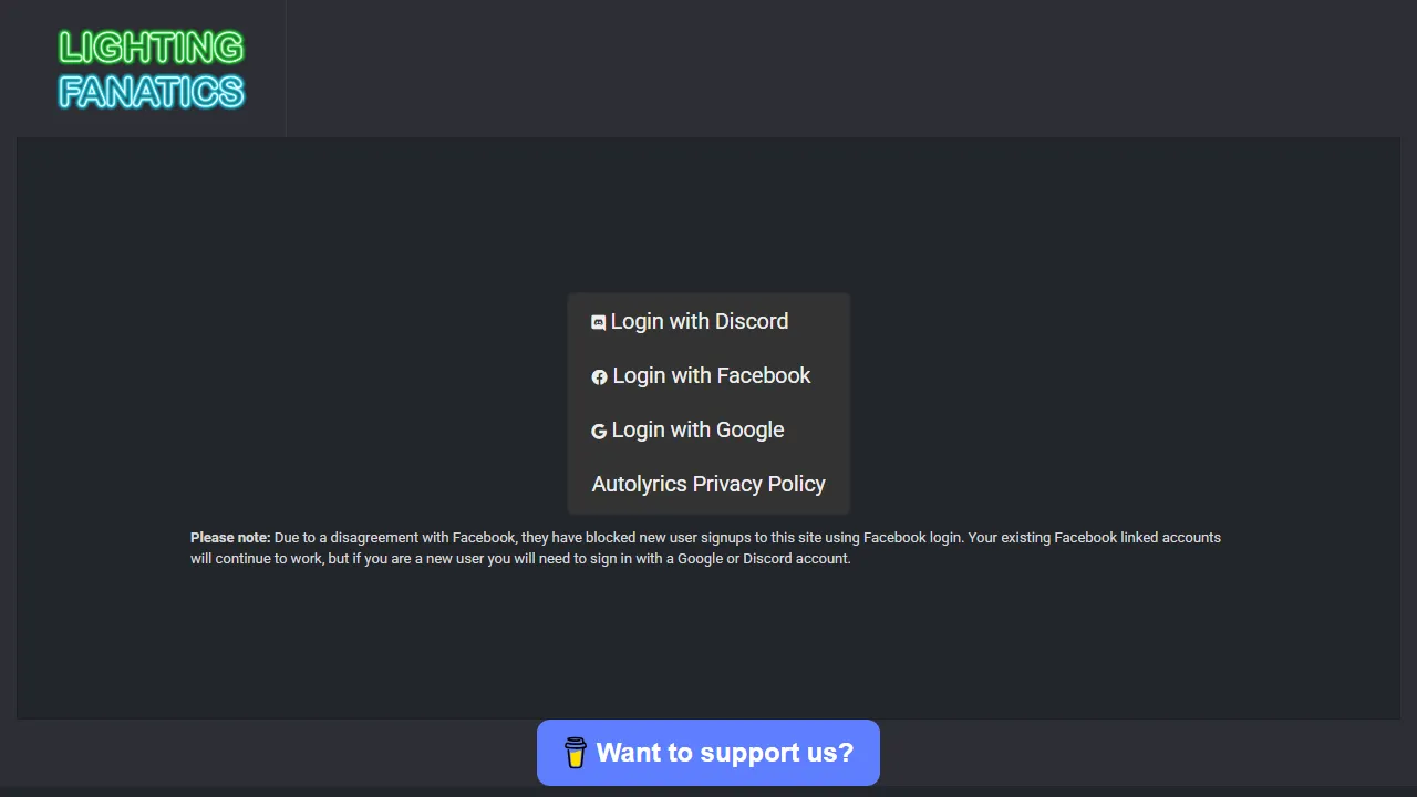 autolyrics.lightingfanatics.com - Lyrics Synchronization Tool Hosting Support screenshot