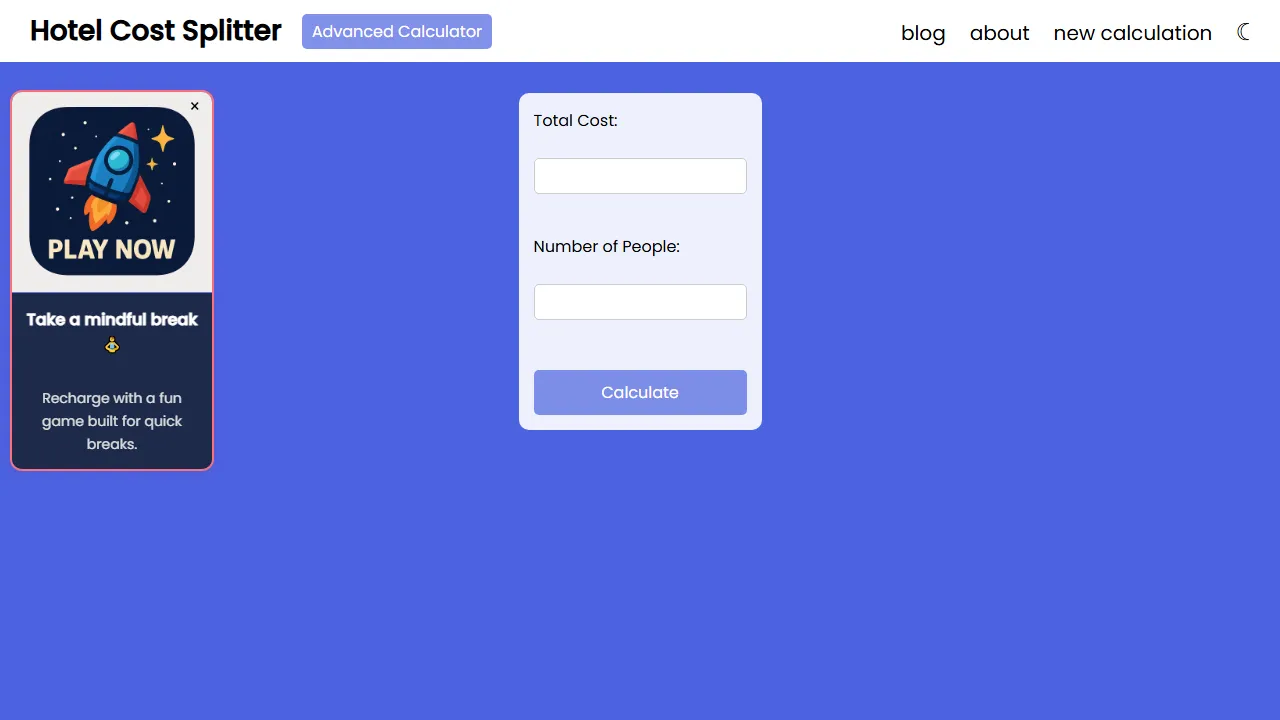 axapies.pythonanywhere.com - Hotel Cost and Rate Calculator screenshot
