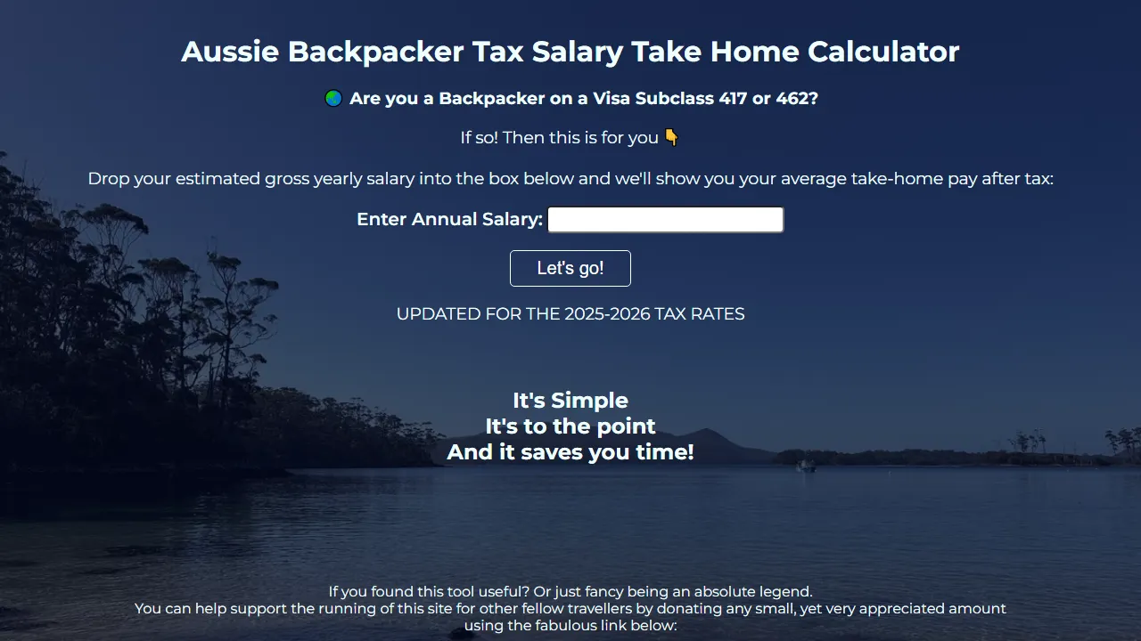 backpackerpay.com - Free Online Tax and Salary Calculator screenshot
