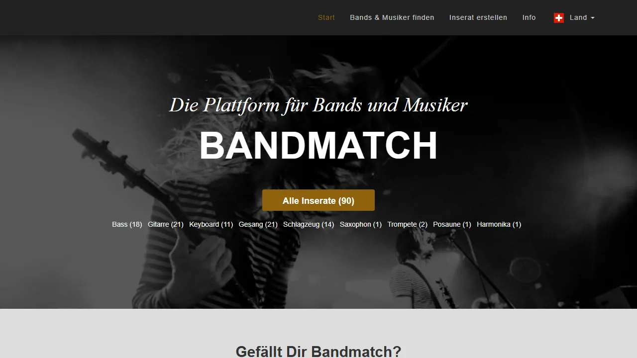 bandmatch.ch - Musician Networking Platform For Bands screenshot