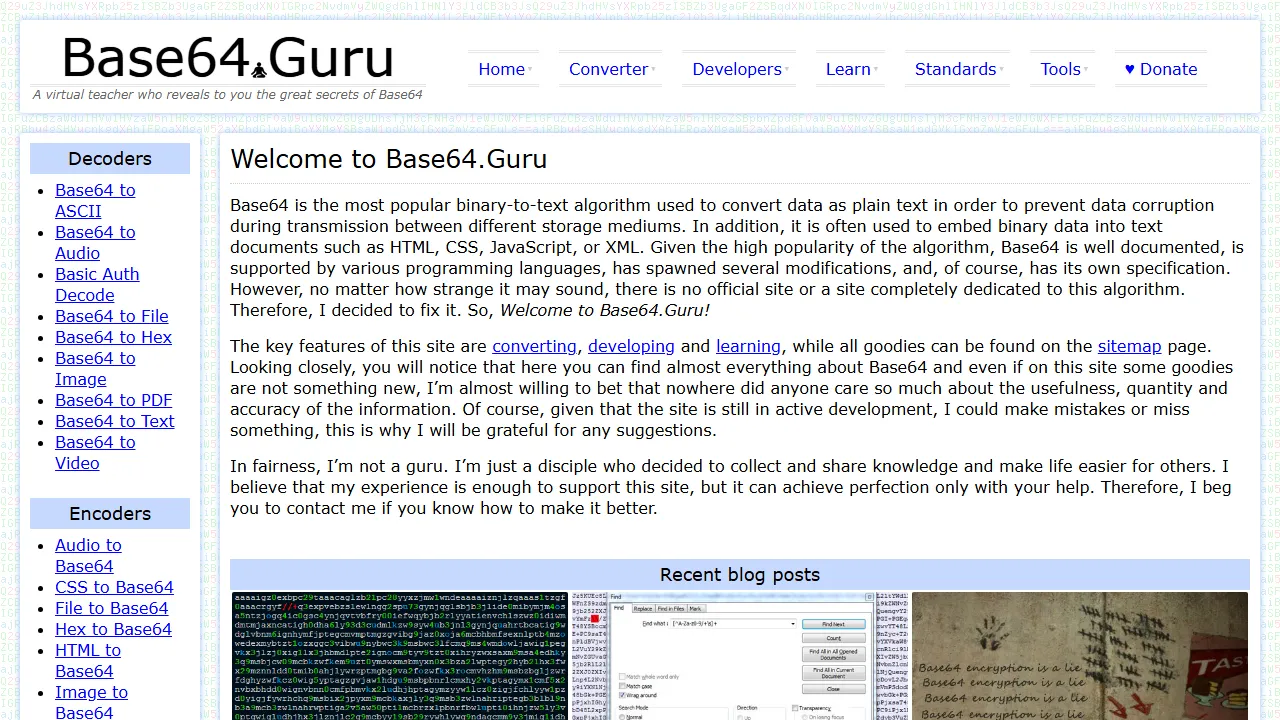 base64.guru - Base64 Encode Decode Online Tool screenshot