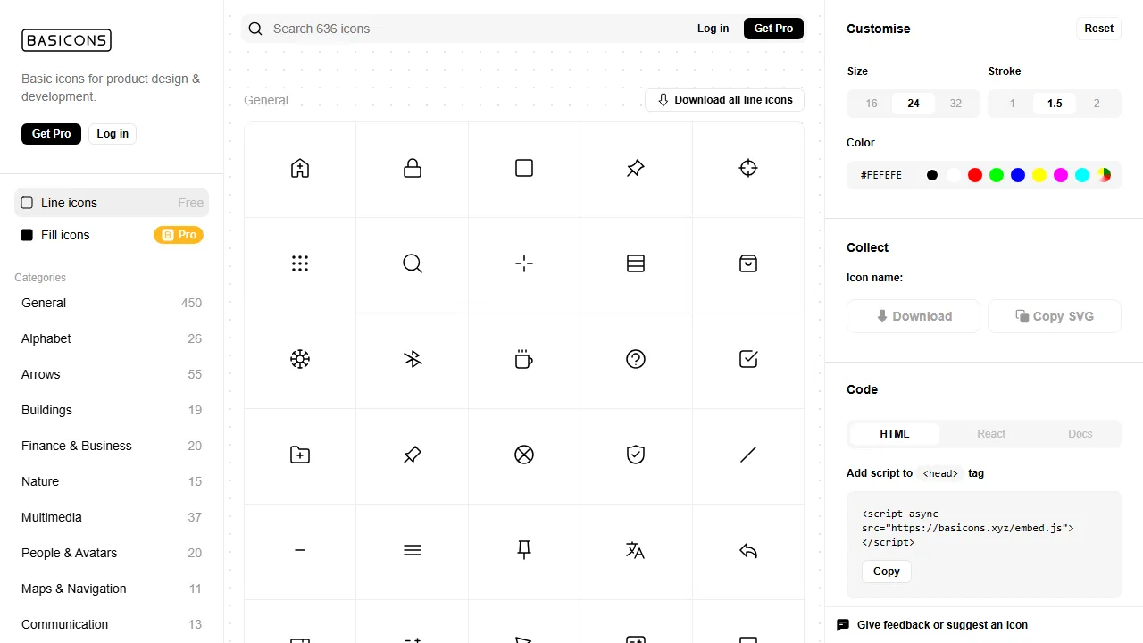 basicons.xyz - Free React Icon and Iconography Library screenshot