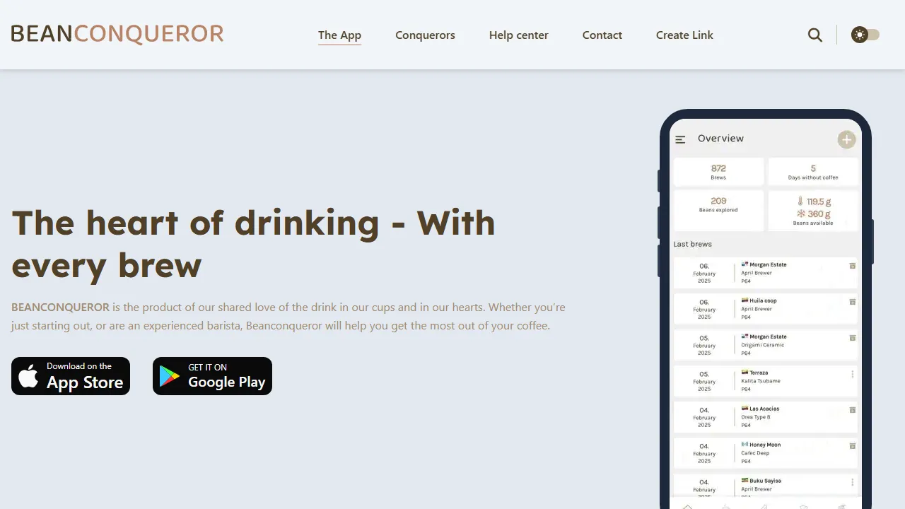 beanconqueror.com - Coffee Brew Logging and Customization screenshot