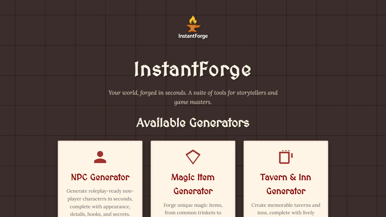 beewadd.github.io - Creative Game Generator for Dungeon Masters screenshot