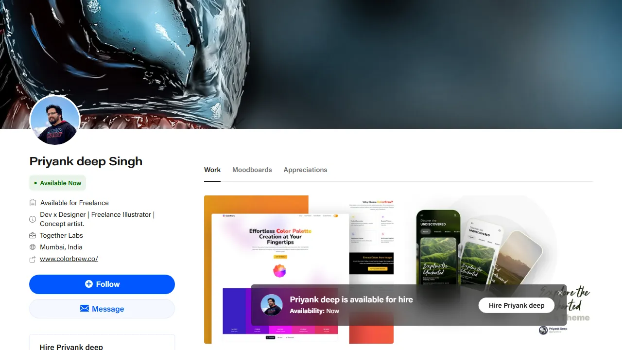 behance.net - Free Color Palette Generator and Color Swatch Tool screenshot