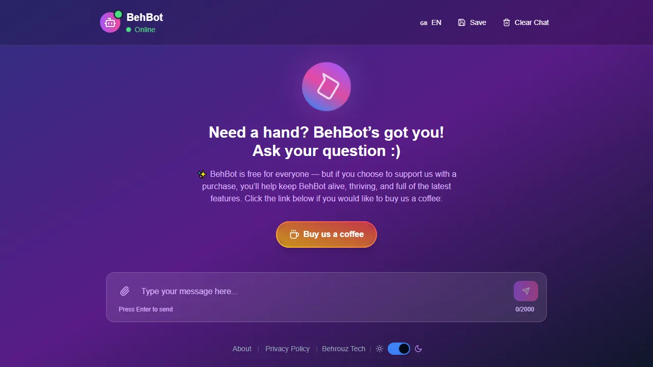 behbot.com - AI Chatbot Platform For Future Apps screenshot