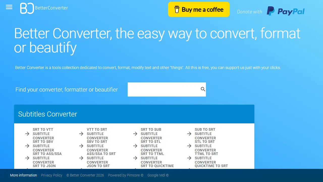 better-converter.com - Free PDF Converter and File Modification Tools screenshot