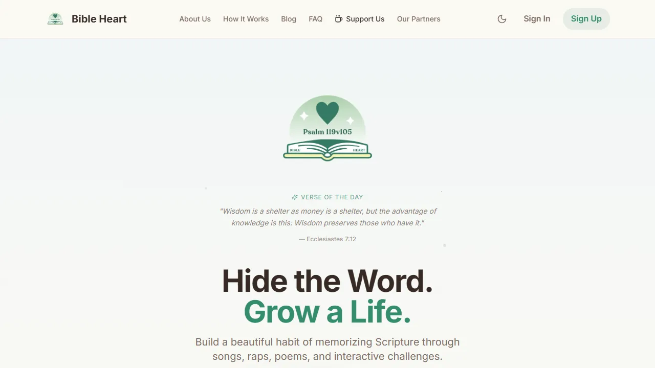 bibleheart.org - Scripture Memorization Tool for Families screenshot