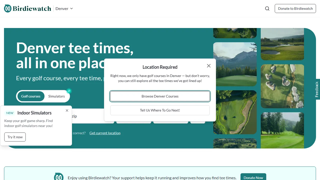 birdiewatch.com - Find and Book Golf Tee Times Online screenshot