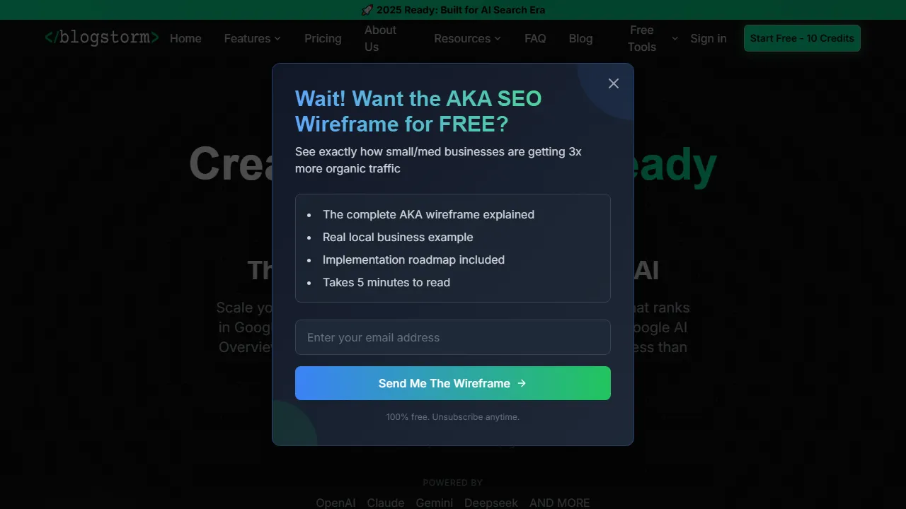 blogstorm.ai - AI Content Creation and SEO Optimization Tools screenshot