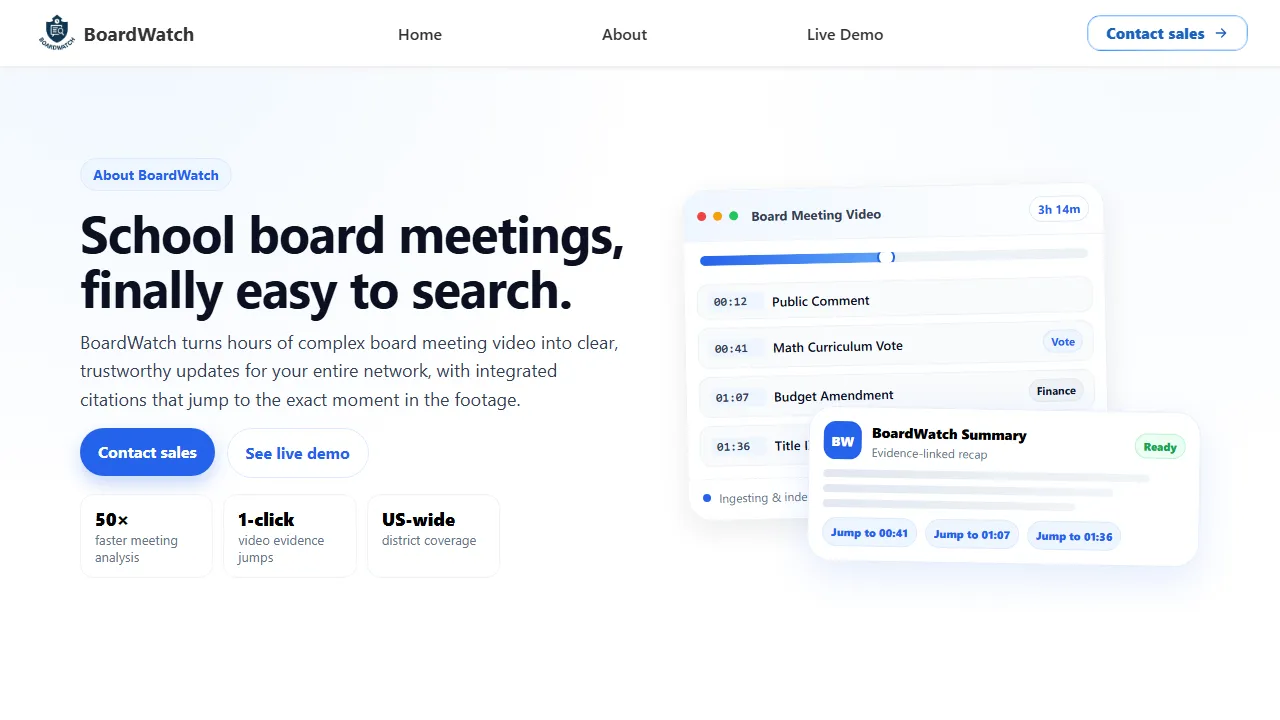 board-watch.com - AI-Powered School Board Decision Insights screenshot