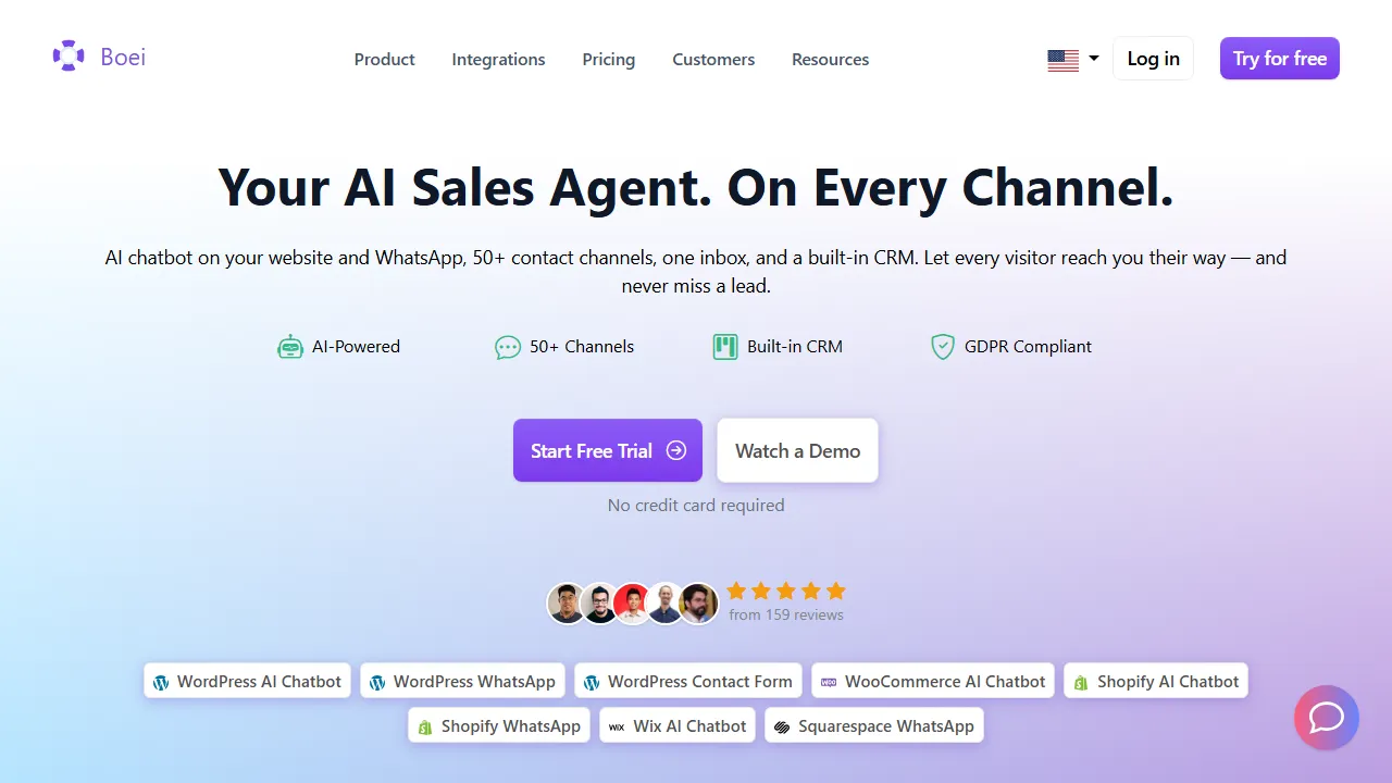 boei.help - Free Live Chat Software for Your Website screenshot