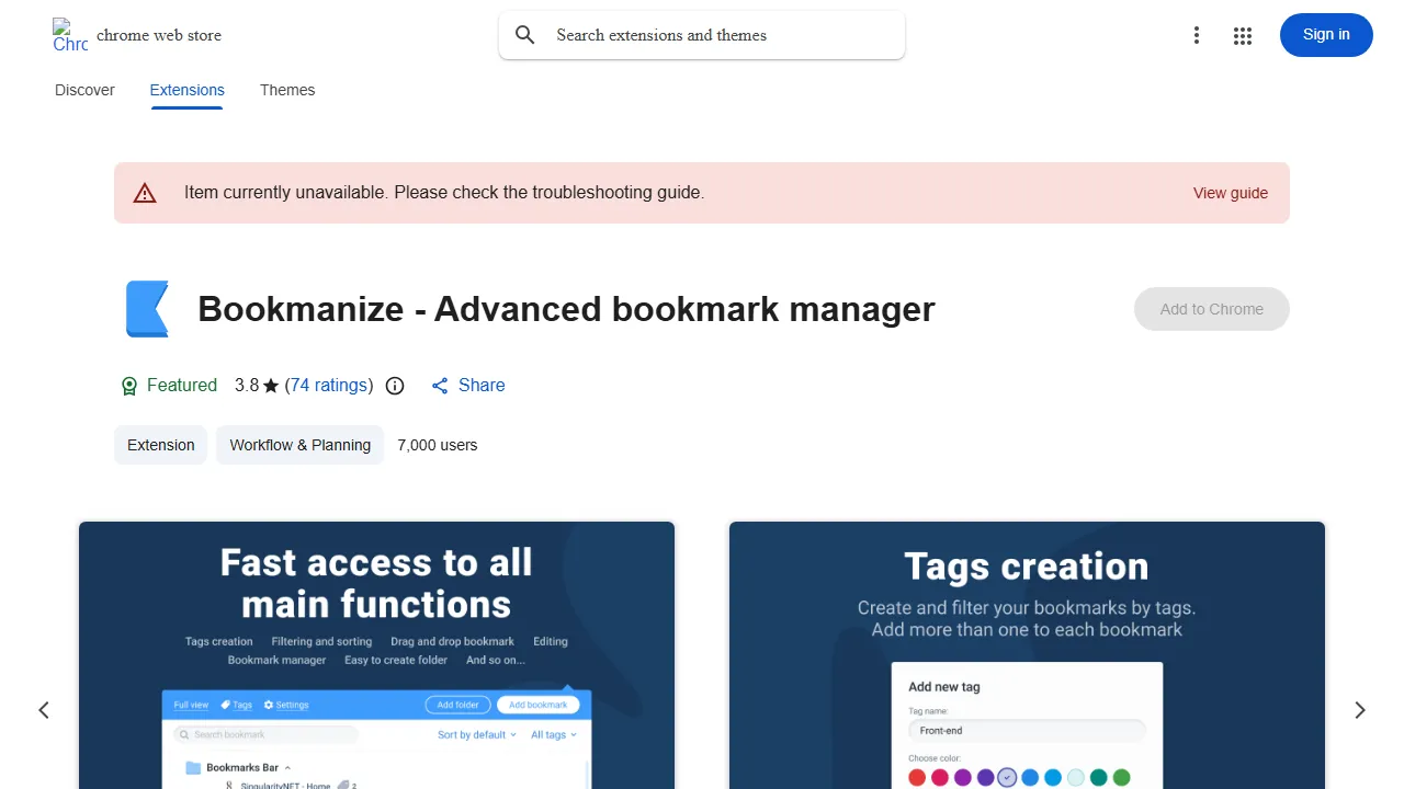 Bookmanize - Free Chrome Bookmark Manager Extension screenshot