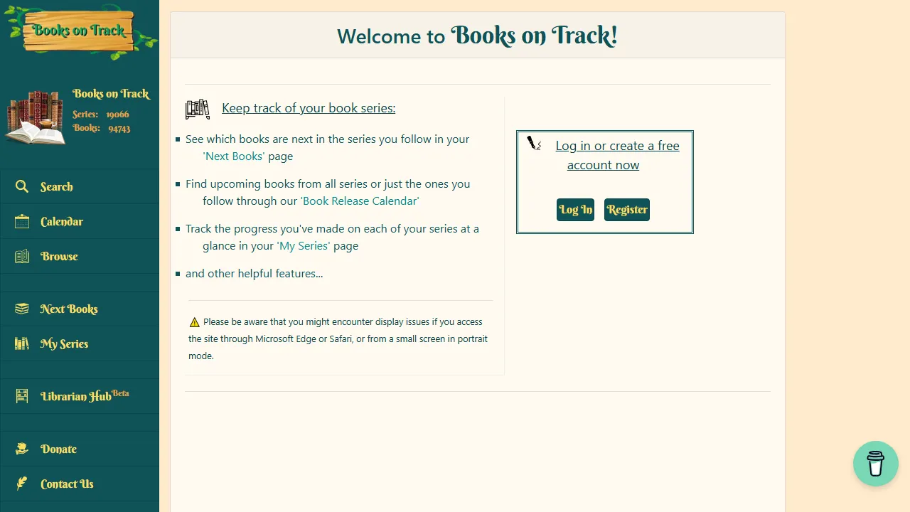 booksontrack.net - Book Series Tracker and Release Calendar screenshot