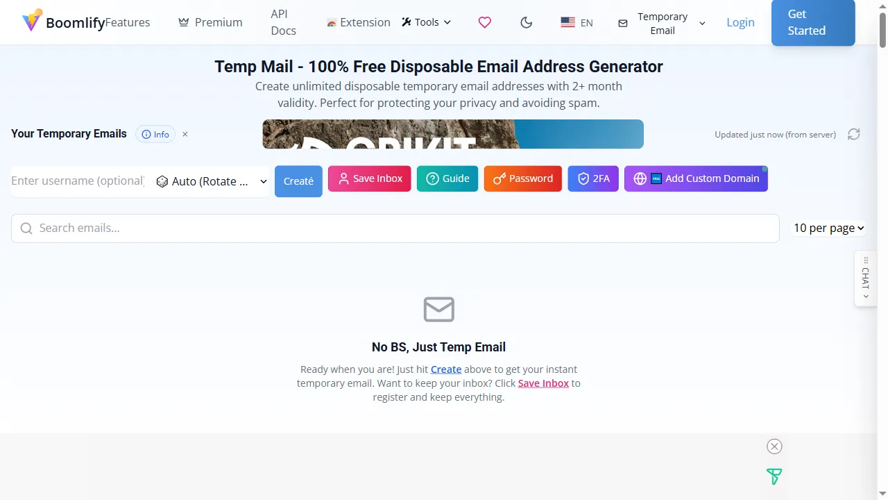 boomlify.com - Disposable Temporary Email Service With Smart Inbox screenshot